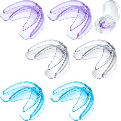 TOODOO 6 Pieces Braces Mouth Guard Kids Sports Mouth Guard for Kids Double Football Youth Mouthguards for Boxing Football Hockey Karate Basketball (Transparent, Transparent Purple/Blue)