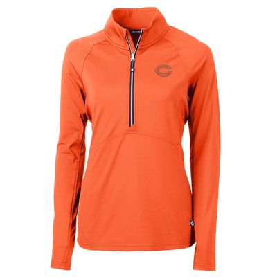 Cutter & Buck Women's Orange Chicago Bears Adapt Eco Knit Half-Zip Pullover Jacket
