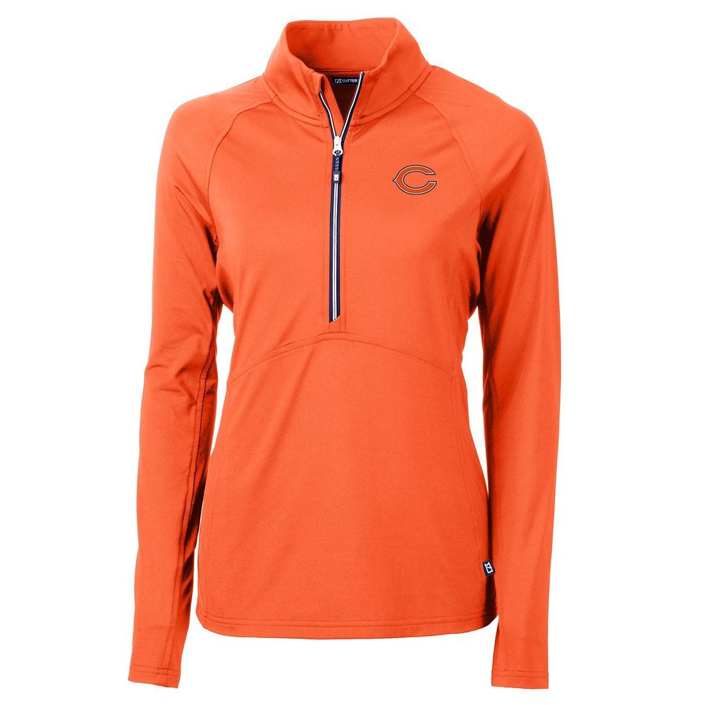 Cutter & Buck Women's Orange Chicago Bears Adapt Eco Knit Half-Zip Pullover Jacket