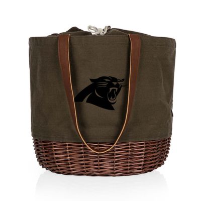 PICNIC TIME Carolina Panthers Coronado Canvas and Willow Basket Tote
