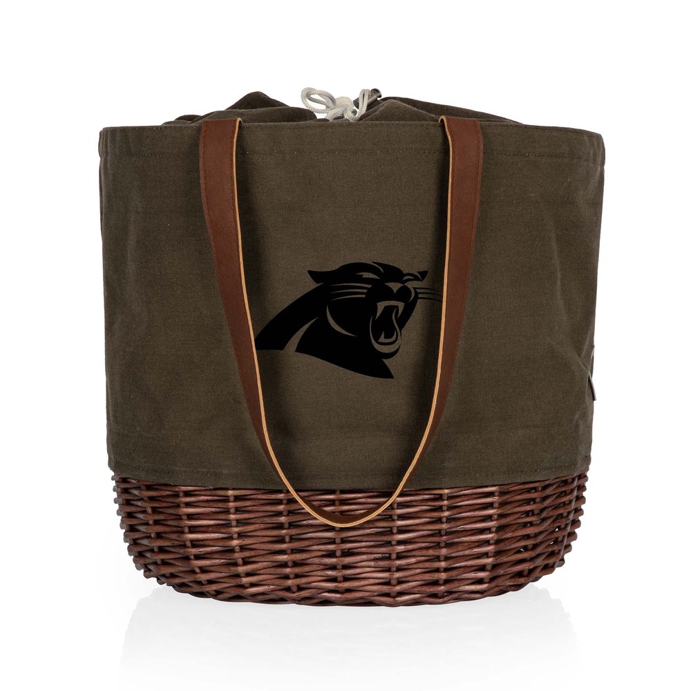 PICNIC TIME Carolina Panthers Coronado Canvas and Willow Basket Tote