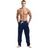 AMY COULEE Mens Cotton Athletic Pants Open Bottom Running Sweatpants Straight Leg Casual Joggers with Pockets (Navy, S) view 2