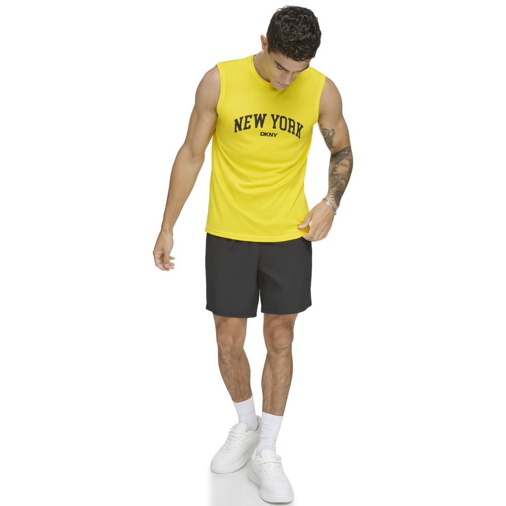 DKNY Men's Sleeveless Quick Dry 40+ Protection UPF Active Top, Yellow, X-Large