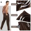 AMY COULEE Mens Cotton Athletic Pants Open Bottom Running Sweatpants Straight Leg Casual Joggers with Pockets (Chocolate Brown, S) view 4