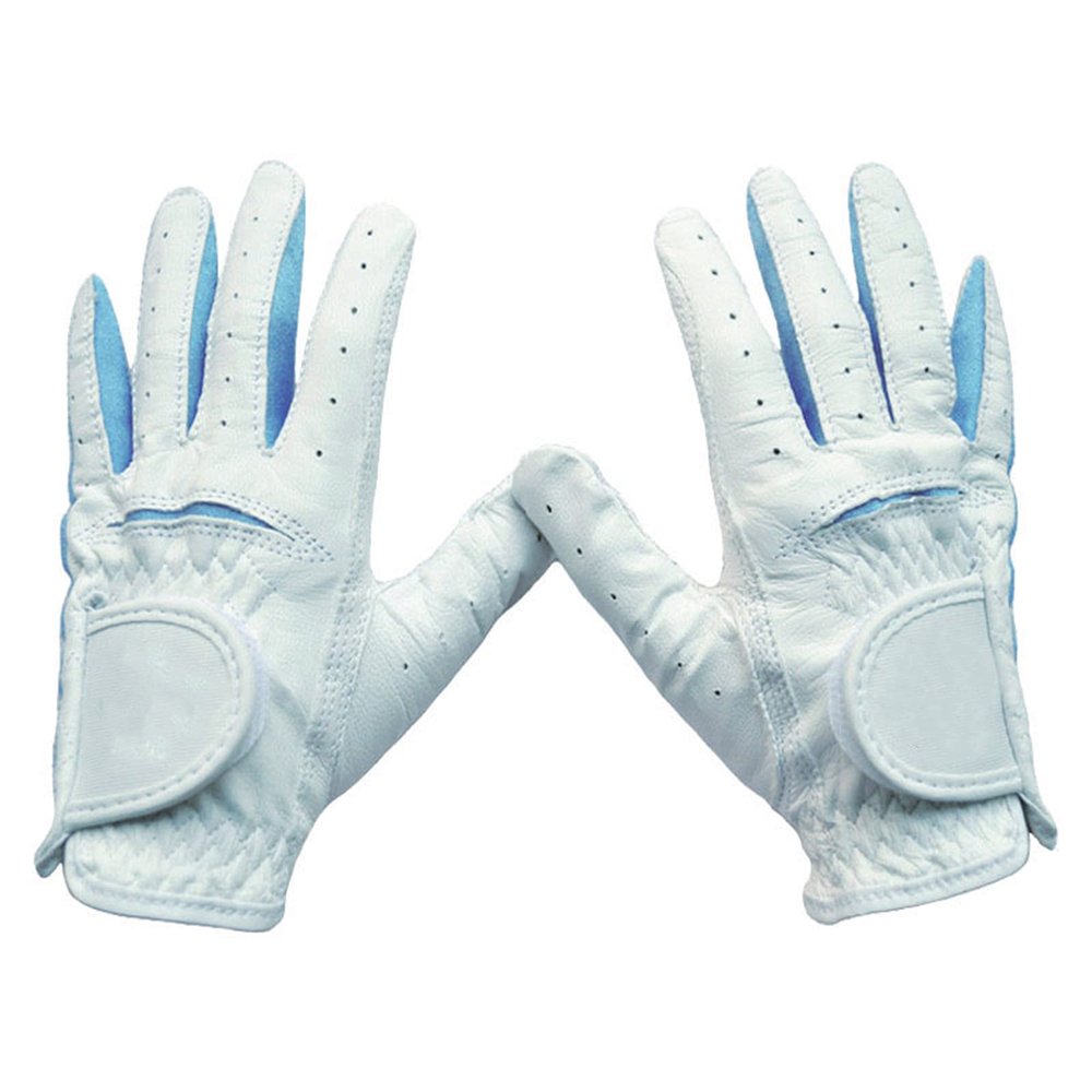 HB1 1 Pair Kids Youth Junior Boys Girls Golf Gloves Leather Left and Right Hand 3D Performance Mesh Non-Slip Micro Soft Fiber Golf Gloves,Blue,M(Length6cm)