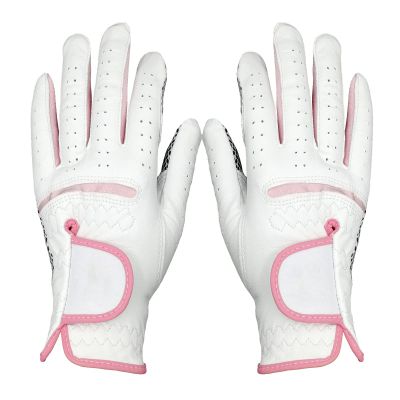 HB1 1pair All Weather Golf Gloves Women Leather Non-Slip Wear-Resistant Breathable Protect Palm Left Right Hand Glove Golfer Accessories,20(Length8cm)