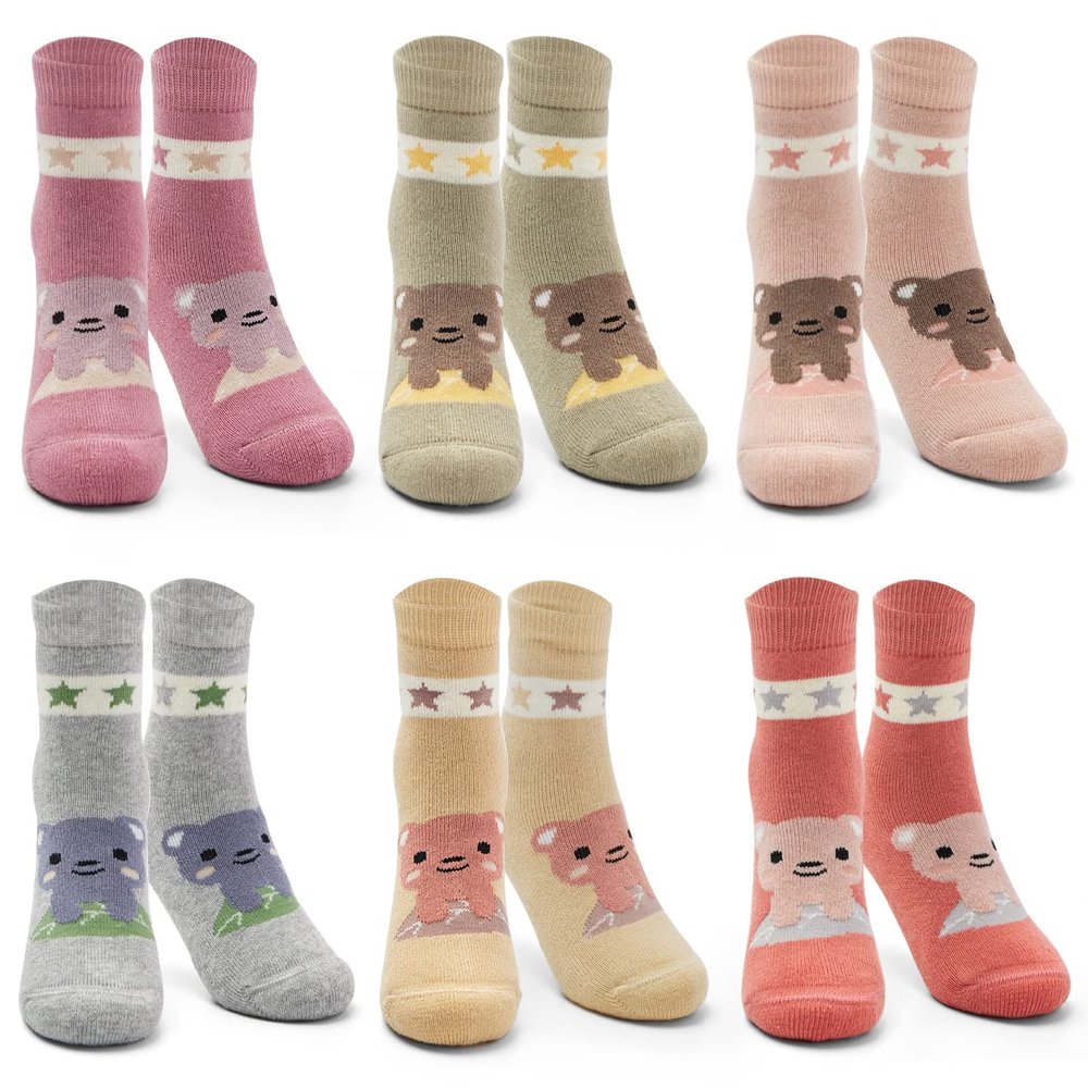 Zestonie Big Girls Winter Socks Kids Warm Socks Thicken Terry Thermal Crew Socks for Girls 6 Pairs 8-10 Years