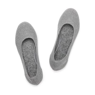Frank Mully Womens Ballet Flat Shoes Knit Dress Shoes Round Toe Slip On Ballerina Flats for Woman Low Wedge Comfort Soft Grey, 8.5