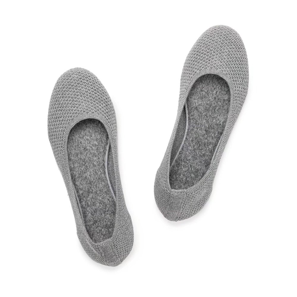 Frank Mully Womens Ballet Flat Shoes Knit Dress Shoes Round Toe Slip On Ballerina Flats for Woman Low Wedge Comfort Soft Grey, 8.5