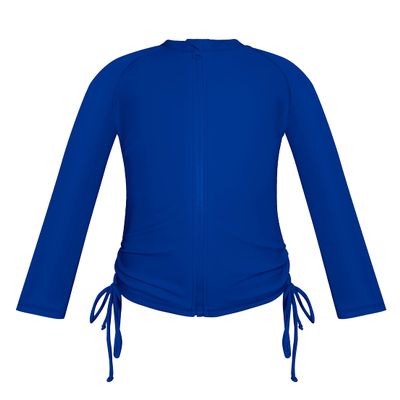 SHEKINI Girl's Zipper Sun Protective UPF50+ Long Sleeve Rash Guard Swimsuit (Blue, 10-12 Years)