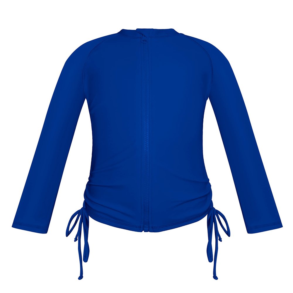 SHEKINI Girl's Zipper Sun Protective UPF50+ Long Sleeve Rash Guard Swimsuit (Blue, 10-12 Years)