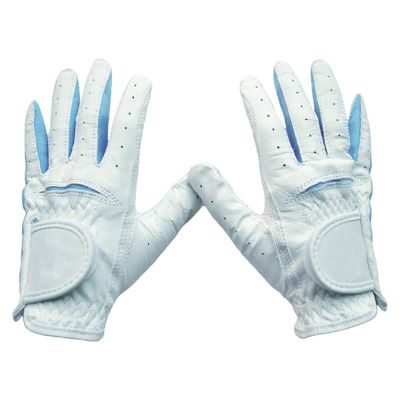 HB1 1 Pair Kids Youth Junior Boys Girls Golf Gloves Leather Left and Right Hand 3D Performance Mesh Non-Slip Micro Soft Fiber Golf Gloves,Blue,L(Length6.5cm)
