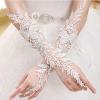 Acenail Lace Fingerless Gloves Floral Ivory Long Gloves Wedding Glove for Brides view 2