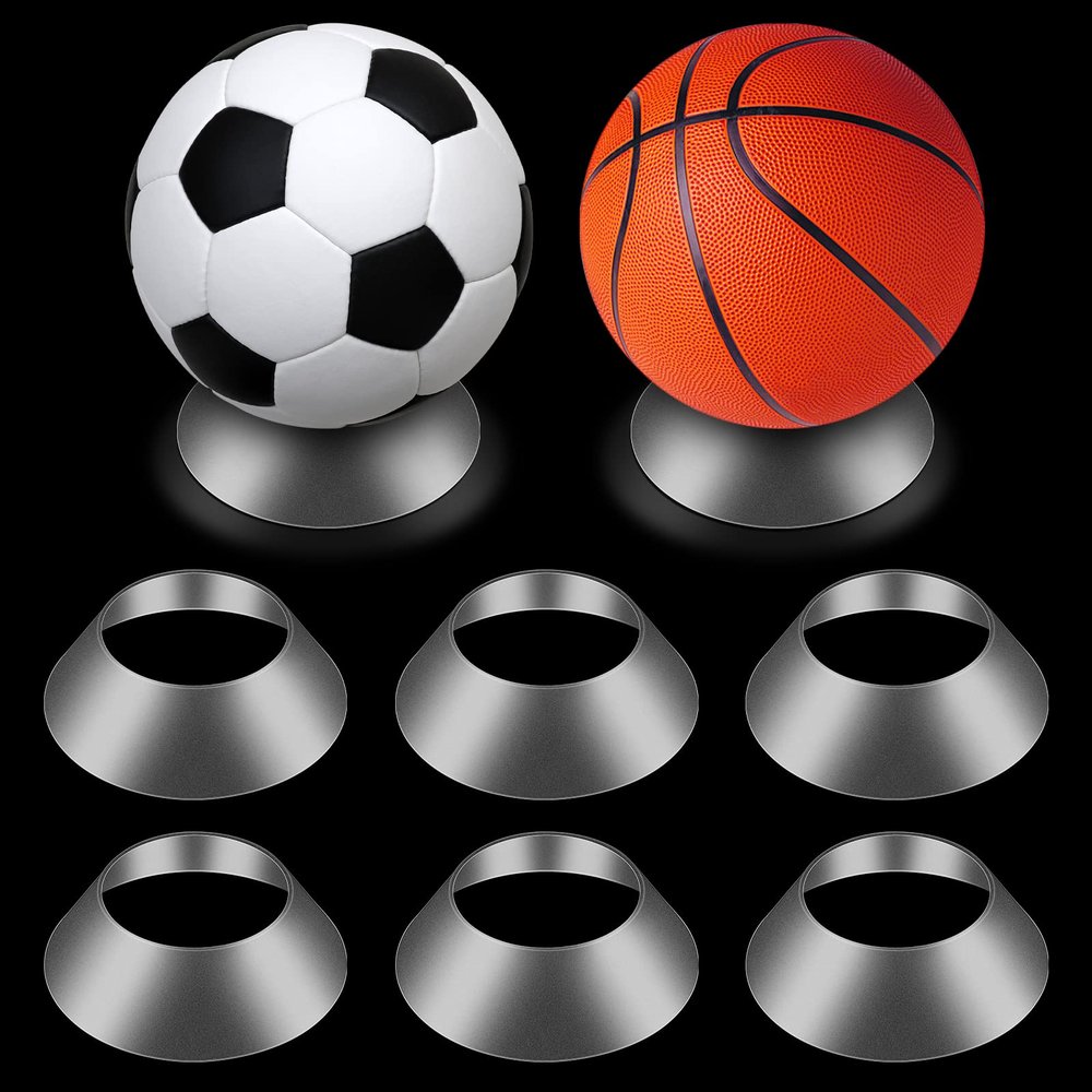 Blulu 6 Pcs Memorabilia Ball Display Stand Pedestal Ball Stand Holder for Soccer Basketball Football Volleyball Softball Bowling(Transparent)