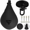 FISTRAGE Speed Ball Boxing Bag Leather MMA Muay Thai Training Punching Dodge Striking Kit with Free Hanging Swivel Workout Speedball Kicking Platform Equipment (Matte Black) view 1