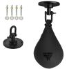 FISTRAGE Speed Ball Boxing Bag Leather MMA Muay Thai Training Punching Dodge Striking Kit with Free Hanging Swivel Workout Speedball Kicking Platform Equipment (Matte Black) view 2