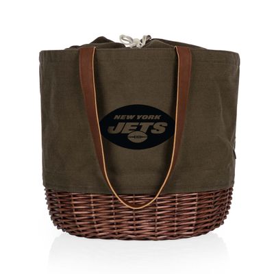 PICNIC TIME New York Jets Coronado Canvas and Willow Basket Tote