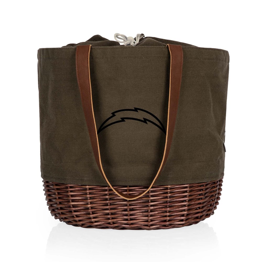 PICNIC TIME Los Angeles Chargers Coronado Canvas and Willow Basket Tote