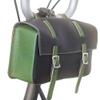 Leather Handlebar Saddle Bag for Brompton in Black / Green view 1