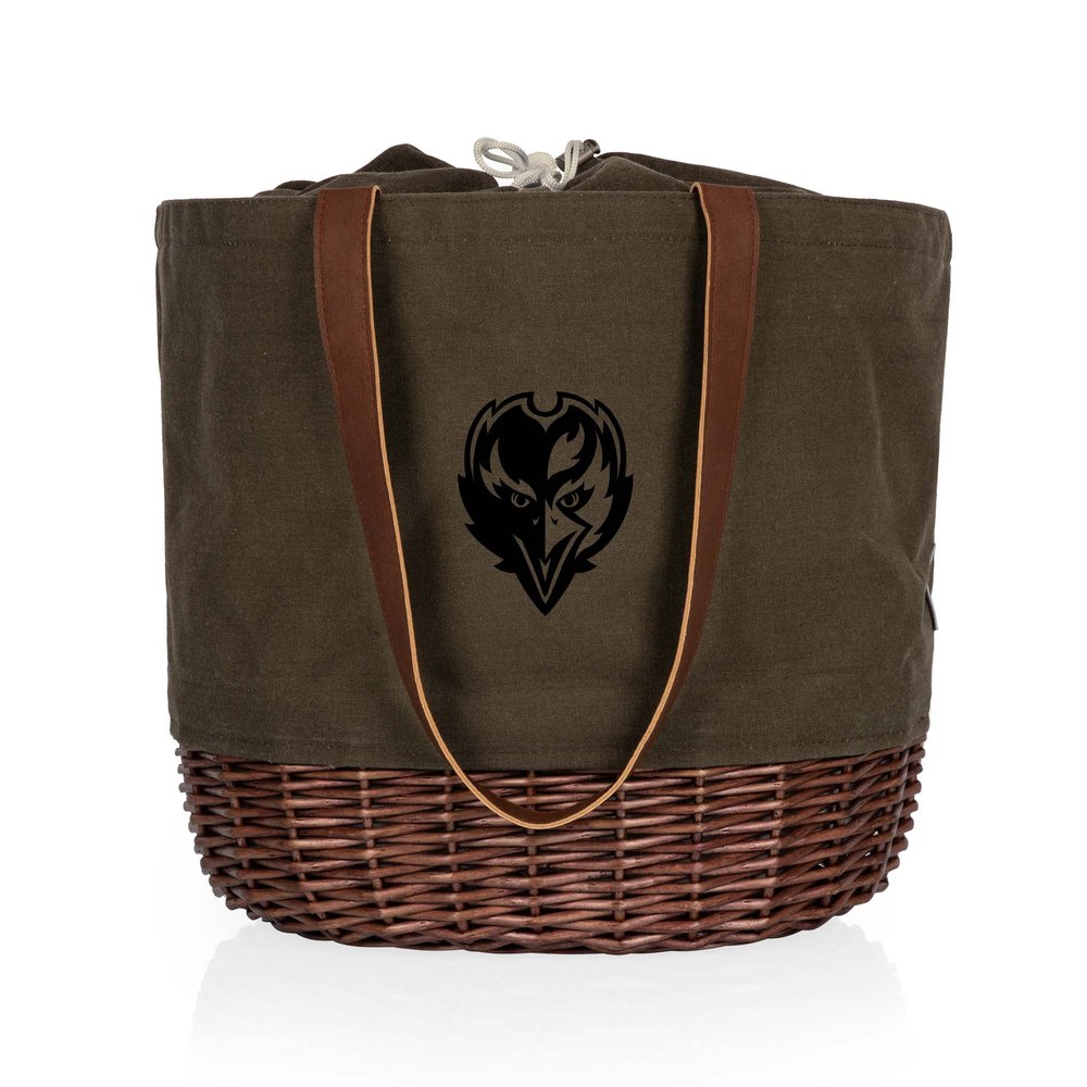 PICNIC TIME Baltimore Ravens Coronado Canvas and Willow Basket Tote