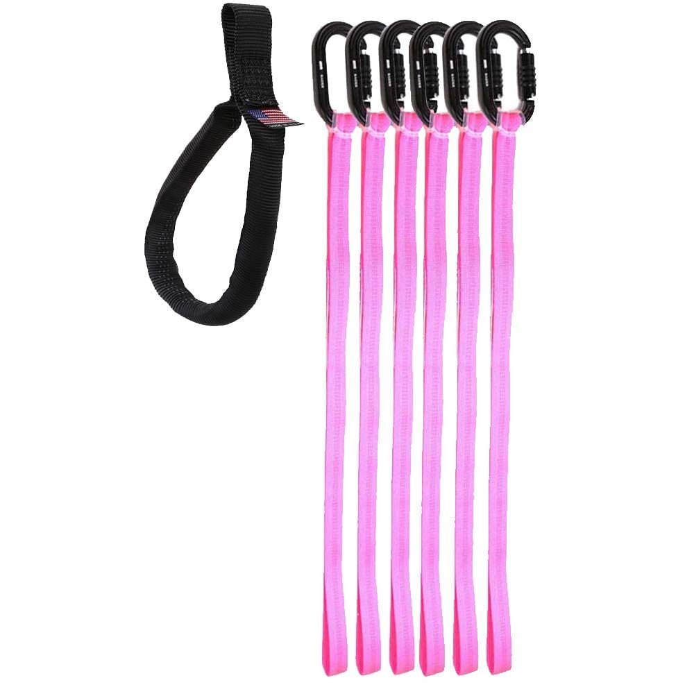 RNA Raider Speedline Climbing Kit - Professional Tree Climbing Equipment, 6 Pack with 7,000 lbf Strength, Includes Raider Oval Carabiners, 40-Inch Speedline Loops, Kong Fast Rubber (Pink)