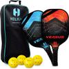 Helium Versus Pickleball Paddle Set of 2 - USAPA Certified - Graphite Fiberglass Surface, Lightweight Honeycomb Core - 2 Rackets, 4 Balls, 1 Sports Bag view 1