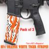 Pack of 3 White/Orange Tiger Stripes camouflage Premium Vinyl wrap (skin) DIY kit for 30/20/10 rounds 5.56/0.223 NATO magazine. Durable, waterproof, matte. Manufactured by DimOxy Designs. view 2