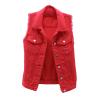 SOUGAO Womens Denim Vest Washed Ripped Crop Sleeveless Jacket(Red US S) view 1
