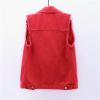 SOUGAO Womens Denim Vest Washed Ripped Crop Sleeveless Jacket(Red US S) view 2