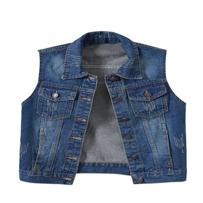 SOUGAO Womens Buttoned Basic Solid Denim Vest Jacket US Size XL