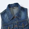 SOUGAO Womens Buttoned Basic Solid Denim Vest Jacket US Size XL view 3