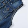 SOUGAO Womens Buttoned Basic Solid Denim Vest Jacket US Size XL view 4