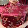 Shanghai Story Short Sleeve Long Qipao Brocade Chinese Traditional Cheongsam Dress for Womens Dragon Phoenix Embroidery Wine Red Size XL view 4
