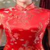 Shanghai Story Short Sleeve Long Qipao Brocade Chinese Traditional Cheongsam Dress for Womens Dragon Phoenix Embroidery Red Size L view 3