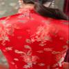 Shanghai Story Short Sleeve Long Qipao Brocade Chinese Traditional Cheongsam Dress for Womens Dragon Phoenix Embroidery Red Size L view 4
