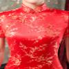 Shanghai Story Short Sleeve Long Qipao Brocade Chinese Traditional Cheongsam Dress for Womens Plum Blossom Embroidery Red Size M view 3