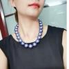 1920s Long Pearl necklace Costume Pearl Jewelry Gatsby Accessories Chunky Beaded Necklace for Women Handmade Wood Resin Beaded Necklace Jewelry Gift (big grey pearl necklace) view 2