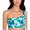 Salt + Cove Womens Printed One Shoulder Swim Top Separates Green L view 1