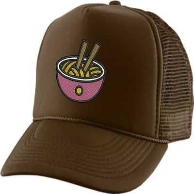ALLNTRENDS Trucker Hat Noodles Embroidered Food Baseball Cap Adjustable Snapback (Brown)