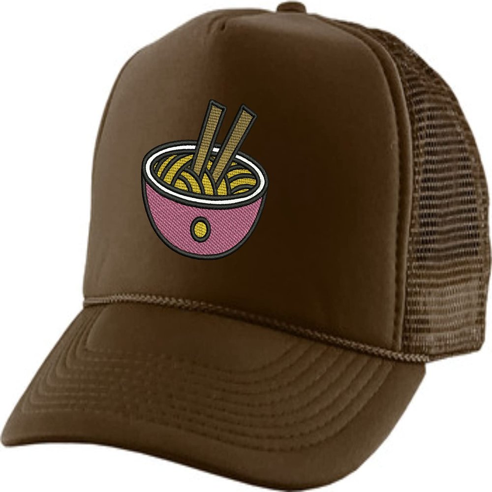 ALLNTRENDS Trucker Hat Noodles Embroidered Food Baseball Cap Adjustable Snapback (Brown)