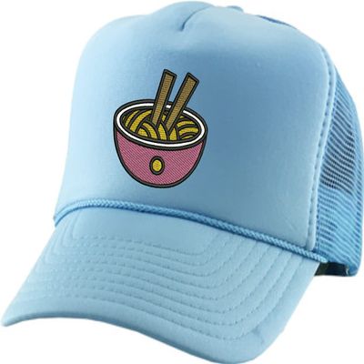 ALLNTRENDS Trucker Hat Noodles Embroidered Food Baseball Cap Adjustable Snapback (Sky Blue)