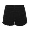 THUNDER STAR Women Mid Rise Ripped Stretchy Jeans Shorts Frayed Raw Hem Casual Denim Shorts Black#1 S view 3