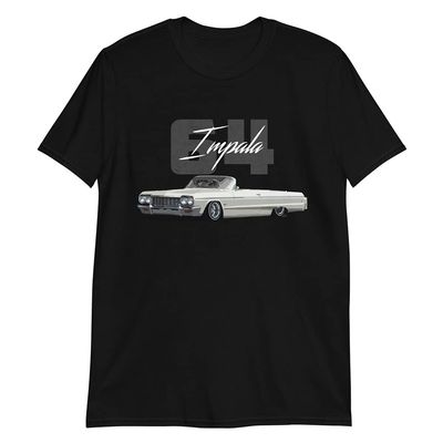 1964 Chevy Impala 2 Door Convertible Lowrider Classic Car Short-Sleeve Unisex T-Shirt Black