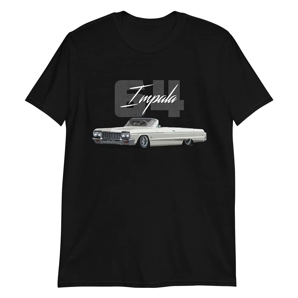 1964 Chevy Impala 2 Door Convertible Lowrider Classic Car Short-Sleeve Unisex T-Shirt Black