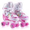 Kids Roller Skates Adjustable for Girls Boys Toddlers Youth, Pink 4 Size Adjustable Light Up Roller Skates for Size 11J todders to Size 7 Youth Women view 1