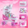Kids Roller Skates Adjustable for Girls Boys Toddlers Youth, Pink 4 Size Adjustable Light Up Roller Skates for Size 11J todders to Size 7 Youth Women view 3