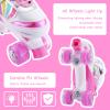 Kids Roller Skates Adjustable for Girls Boys Toddlers Youth, Pink 4 Size Adjustable Light Up Roller Skates for Size 11J todders to Size 7 Youth Women view 4