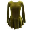 Ice Figure Skating Dress Girls Classic Velvet Open Back Skirt Training Dance Dress Competition Green view 1