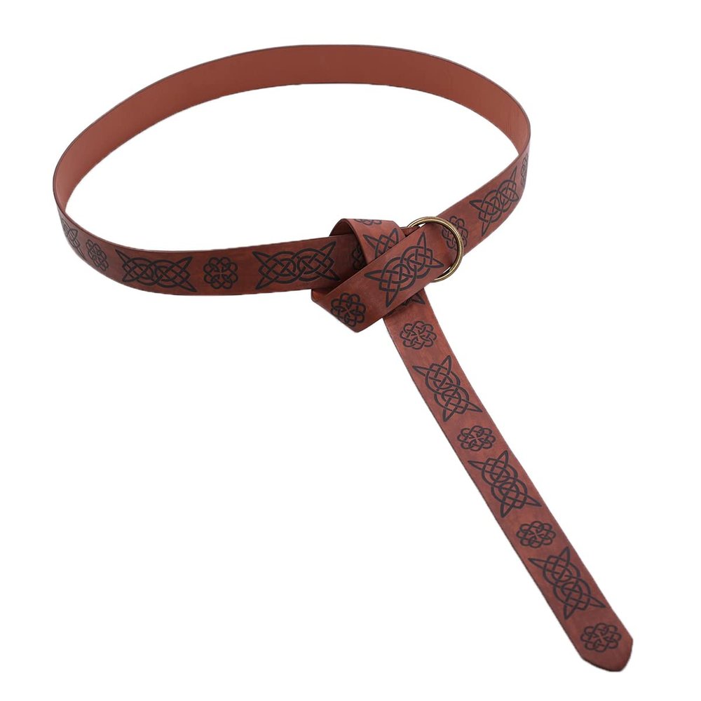 BLESSUME Medieval Reenactment Viking Battle Knight Belt PU Leather (Dark Brown 2)