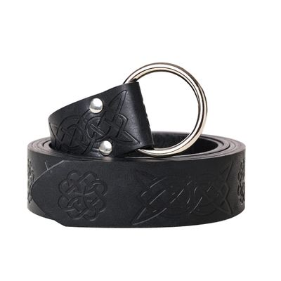 BLESSUME Medieval Reenactment Viking Battle Knight Belt PU Leather (Black 2)